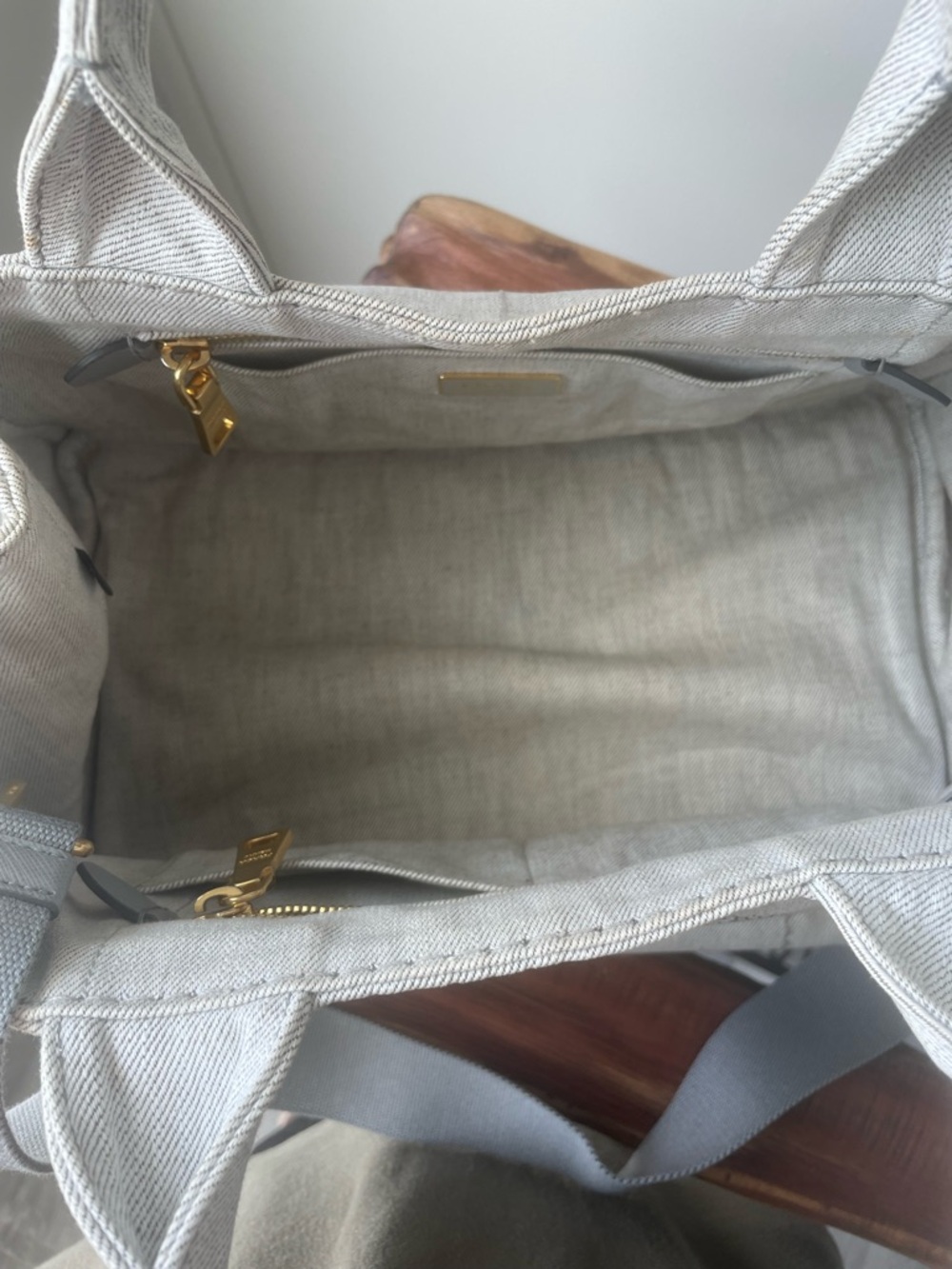 PRADA Gray Canvas Tote with Original Shoulder Strap - Picture 5 of 14
